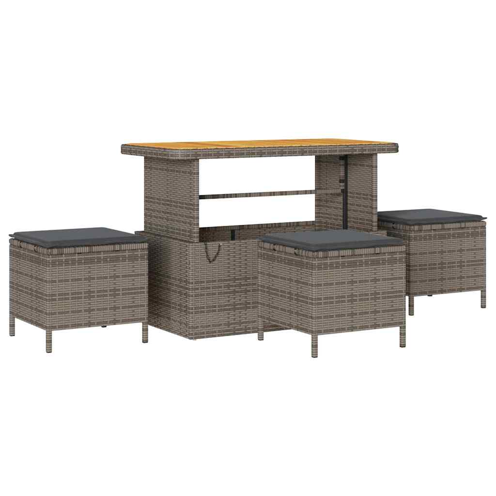 Garten-Sofa-Set mit Kissen mit Speicher 14 pcs Grau Poly Rattan